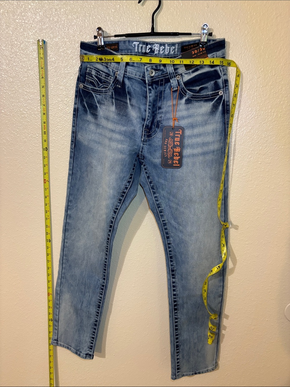 Men’s Light Blue Slim Fit Jeans - Picture 2 of 6